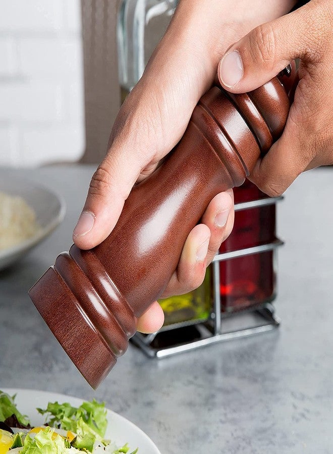 Jamboree!!! Jamboree Pepper Grinder Classic Oak Wood Spicy Pepper Salt Corn Mill Wooden, Ceramic Traditional Pepper Mill (Brown, Black, Pack of 2) - Image 3